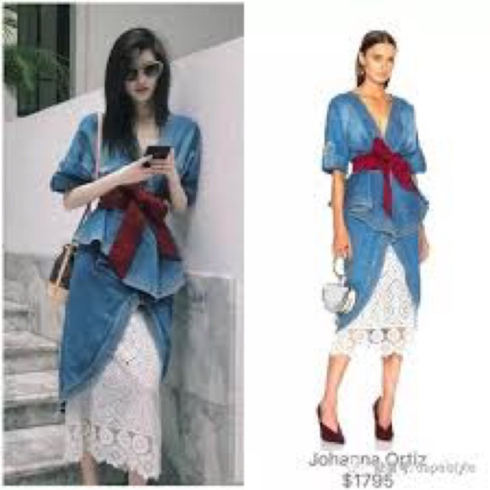 Johanna Ortiz Nuevo Mexicana Denim Trench Coat Dress Sz 4 - Picture 4 of 15